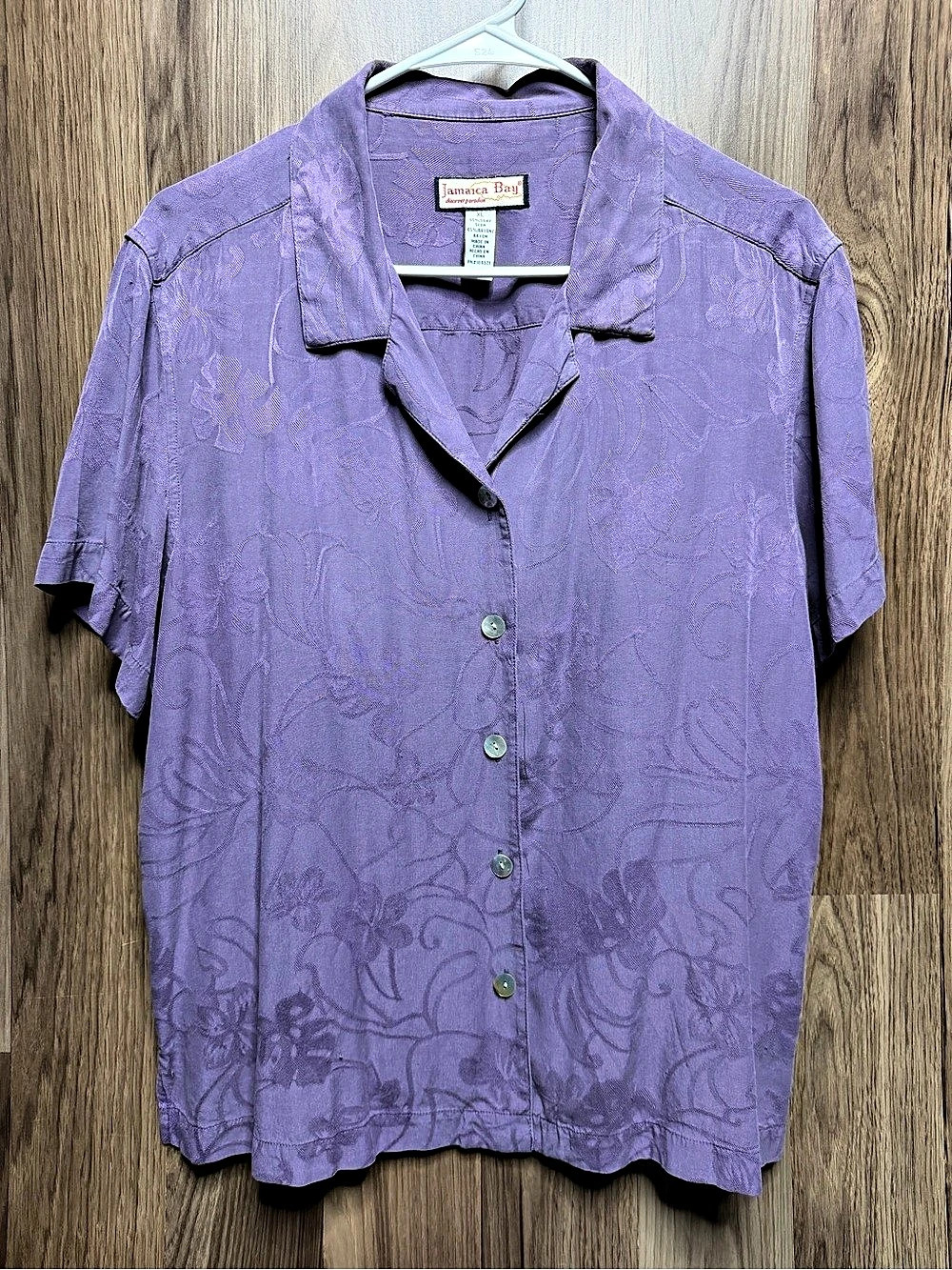Jamaica Bay Silk Blend Purple Jacquard Shirt Women’s XL Paisley Floral